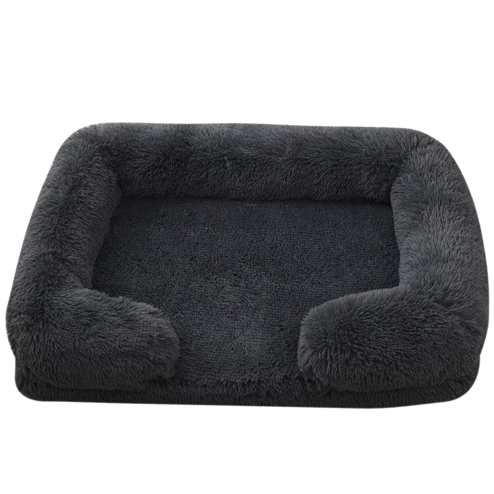 Dog Calming Bed Faux Fur Memory Foam Orthopaedic Rectangle Bolster Anti-Anxiety Support Dog Bed Washable Medium Large Pink | Koossa