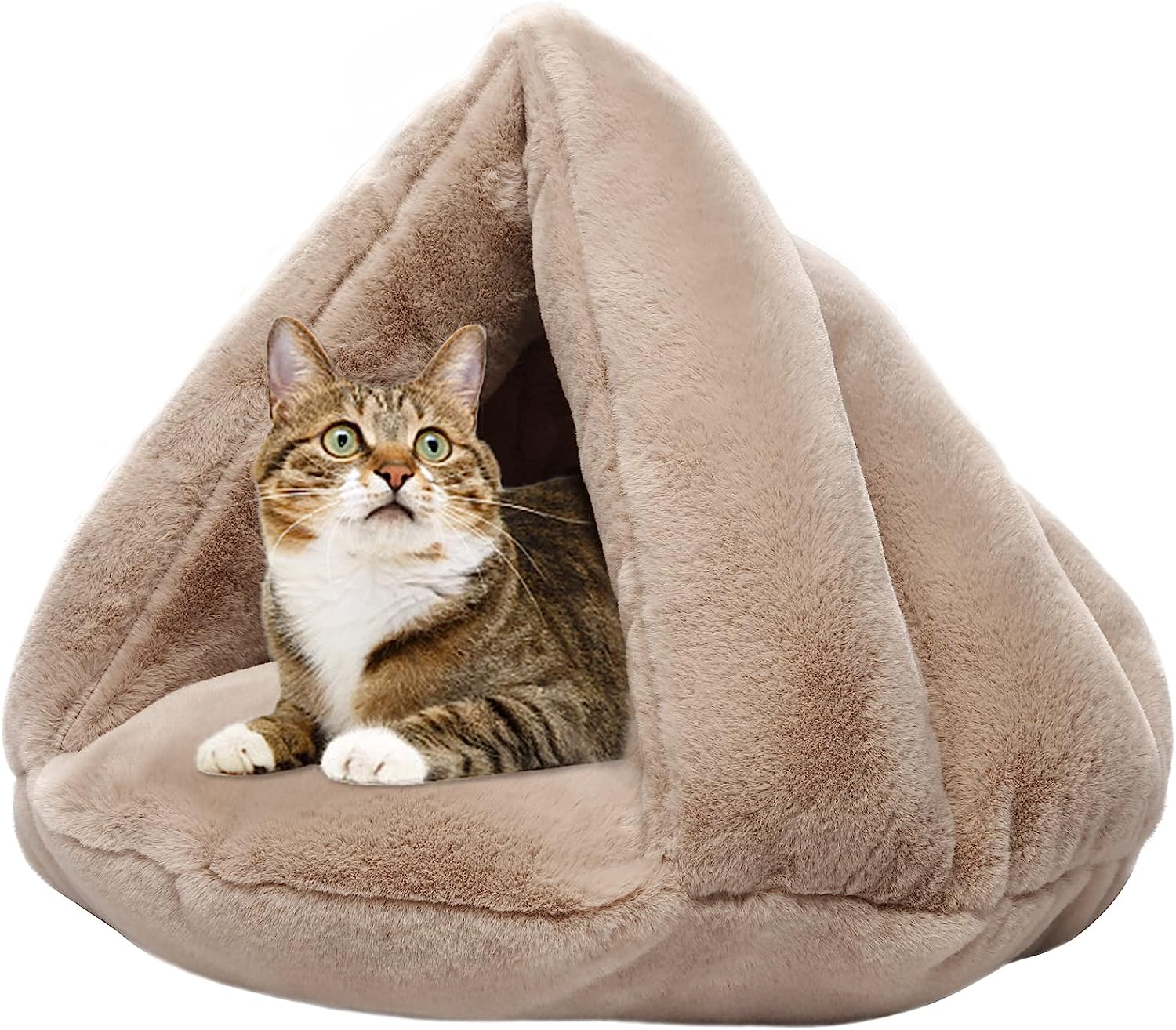 Cat Cave Bed Plush Velvet Enclosed Nest S M Padded Interior Kitten Hideout Washable Warm Indoor Cat Bed | Koossa