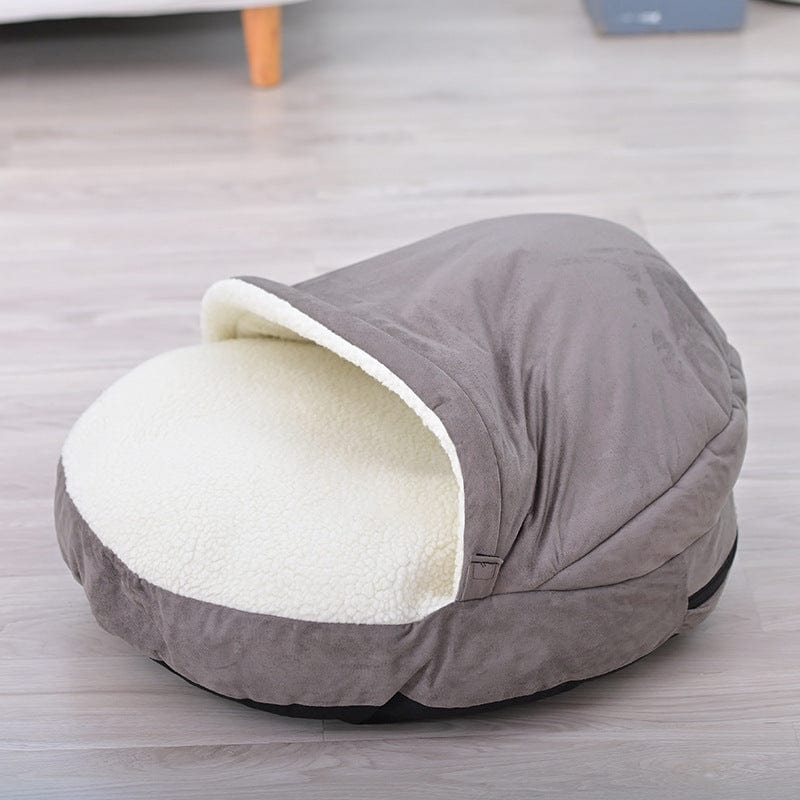 Dog Cave Bed Sherpa Hooded Burrow Bed Anti-Anxiety Snuggle Cave Dog Sleeping Bag Burrowing Breeds Small Medium Washable Indoor | Koossa
