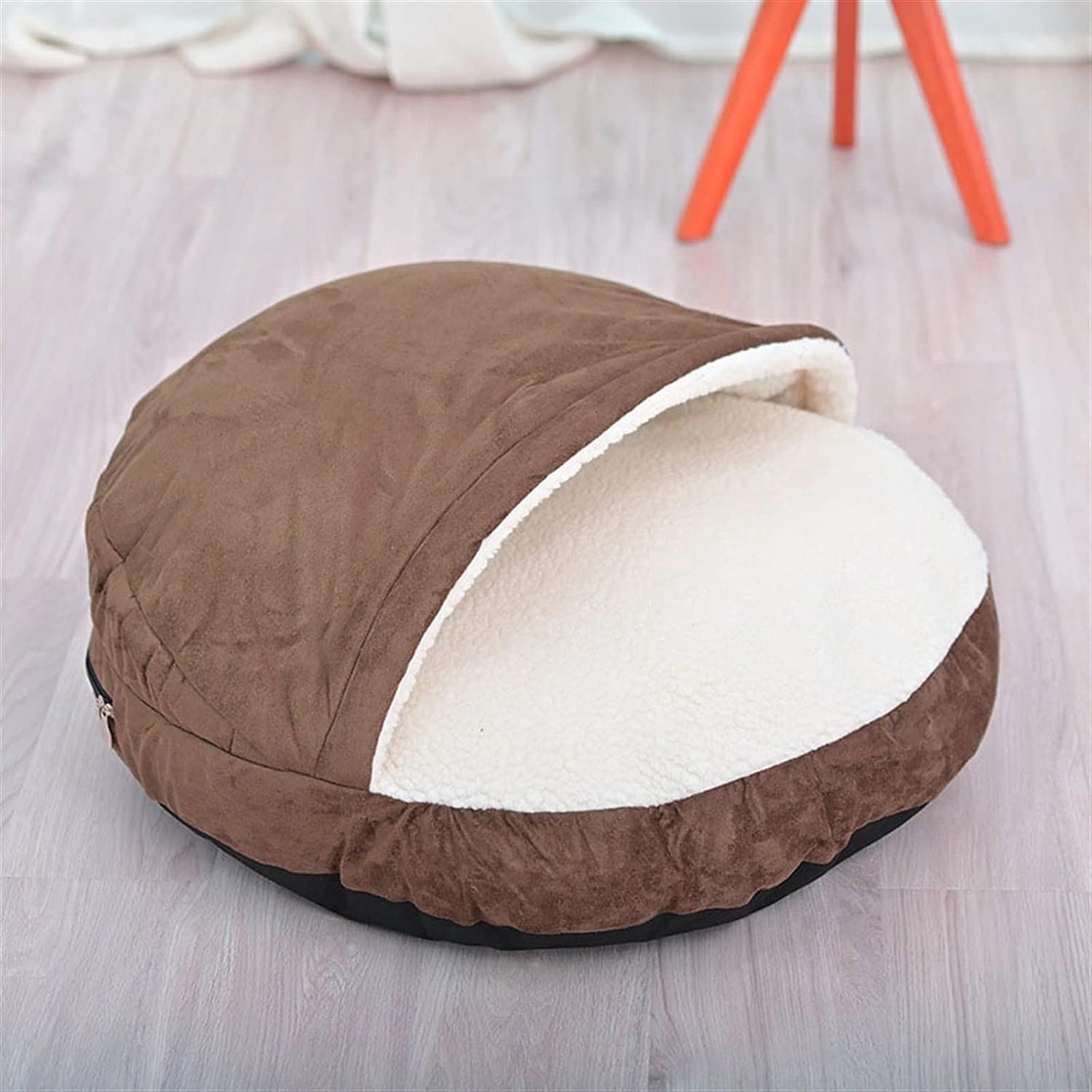 Dog Cave Bed Sherpa Hooded Burrow Bed Anti-Anxiety Snuggle Cave Dog Sleeping Bag Burrowing Breeds Small Medium Washable Indoor | Koossa