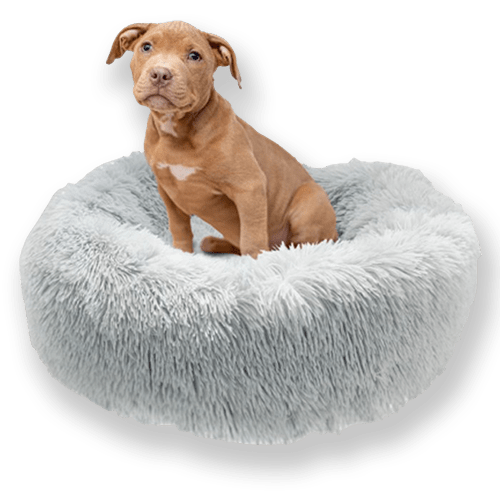 Dog Calming Bed Faux Fur Donut Round Washable Extra Padded Anti-Anxiety Nesting Dog Bed Fluffy Breathable Small Medium Large Curl-Up | Koossa