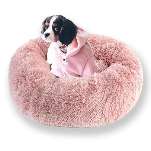 Dog Calming Bed Faux Fur Donut Round Washable Extra Padded Anti-Anxiety Nesting Dog Bed Fluffy Breathable Small Medium Large Curl-Up | Koossa