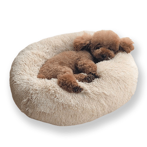 Dog Calming Bed Faux Fur Donut Round Washable Extra Padded Anti-Anxiety Nesting Dog Bed Fluffy Breathable Small Medium Large Curl-Up | Koossa