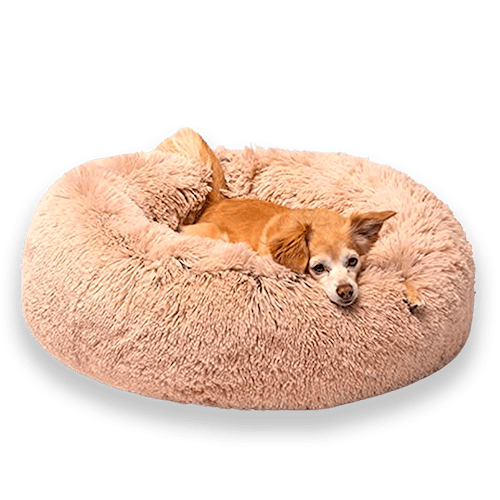 Dog Calming Bed Faux Fur Donut Round Washable Extra Padded Anti-Anxiety Nesting Dog Bed Fluffy Breathable Small Medium Large Curl-Up | Koossa