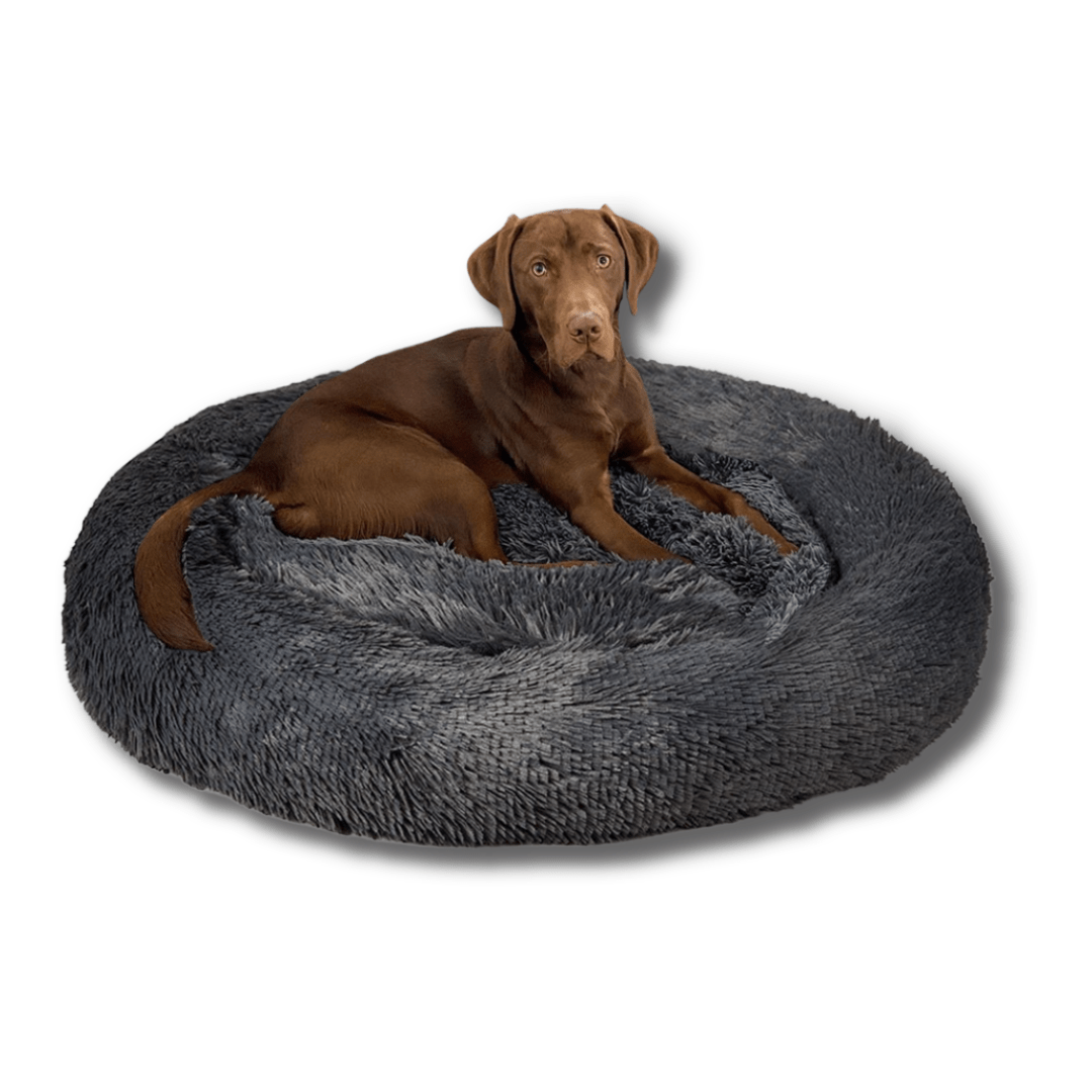 Dog Calming Bed Faux Fur Donut Round Washable Extra Padded Anti-Anxiety Nesting Dog Bed Fluffy Breathable Small Medium Large Curl-Up | Koossa