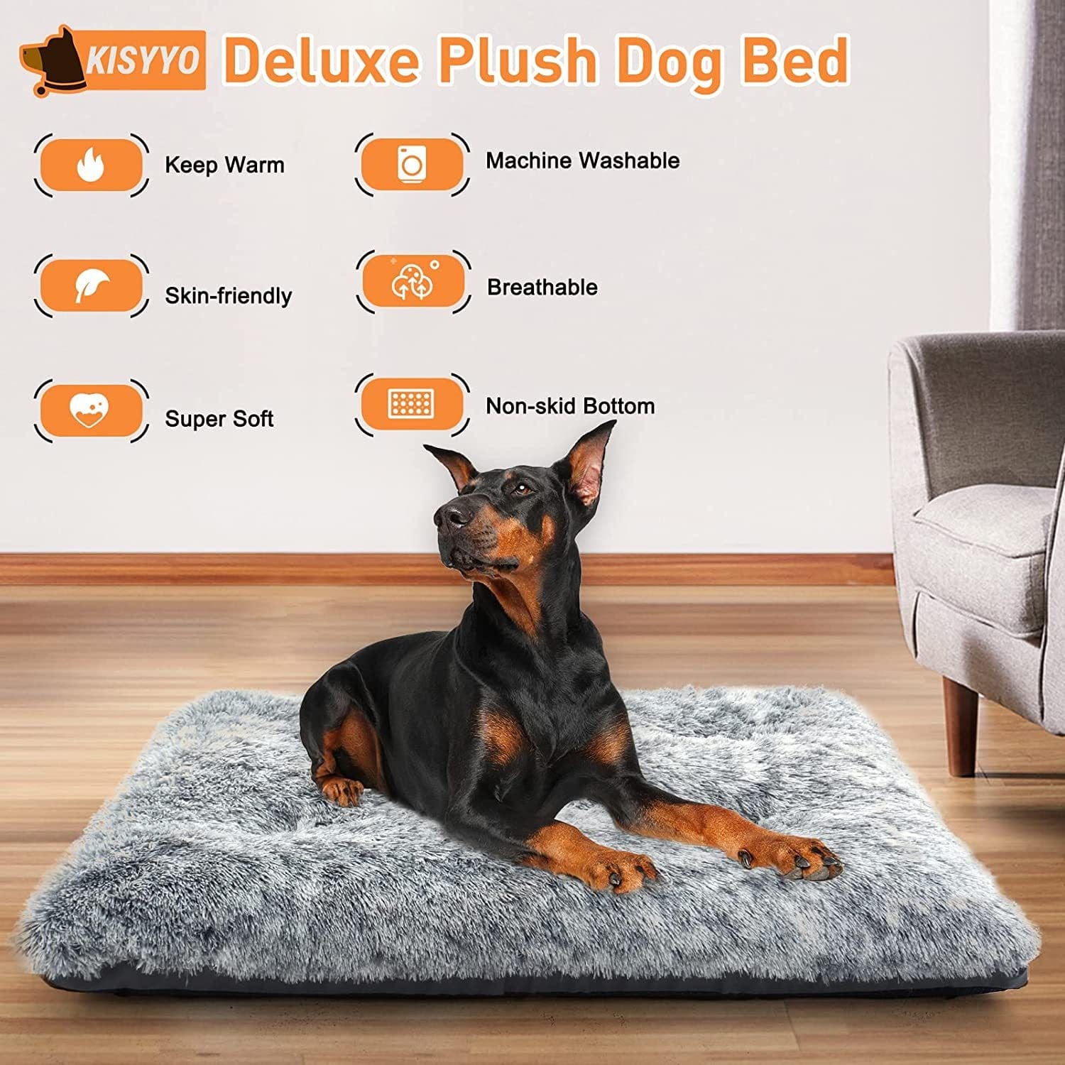 Dog Orthopedic Bed Faux Fur Memory Foam XS–XXL Non-Slip Washable Crate Pad Joint Support Calming Dog Mat | Koossa