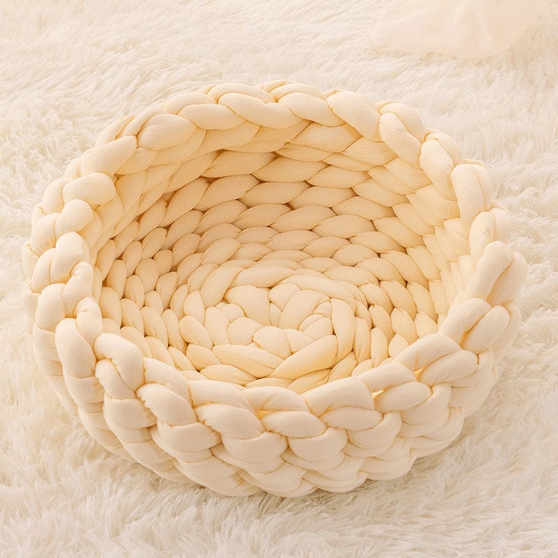 Cat Nest Bed Hand-Knitted Cotton Rope Woven S–XL Breathable Scratch-Resistant Washable Basket Cat Bed All Seasons | Koossa