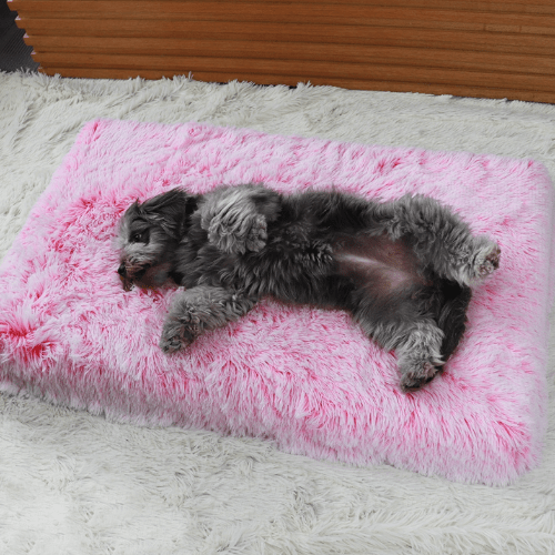 Dog Orthopaedic Bed Faux Fur Plush Memory Foam Mattress Removable Washable Cover Large Medium Anti-Anxiety Flat Calming Dog Mat Grey | Koossa