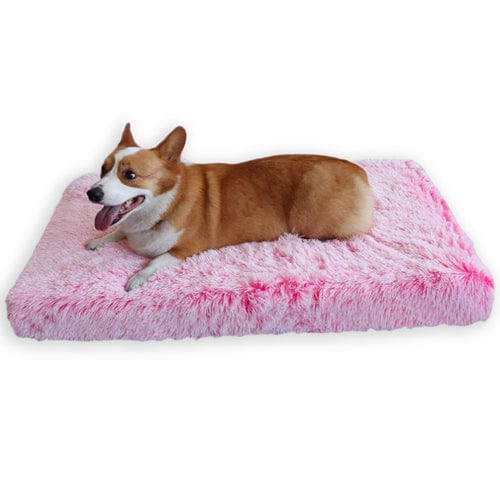 Dog Orthopaedic Bed Faux Fur Plush Memory Foam Mattress Removable Washable Cover Large Medium Anti-Anxiety Flat Calming Dog Mat Grey | Koossa