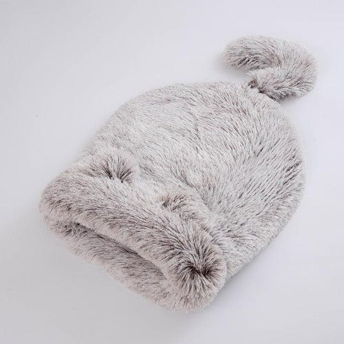 Cat Sleeping Bag Plush Faux Fur Self-Warming Hooded S M Cave Nest Bed Washable Indoor Portable Cat Bed | Koossa