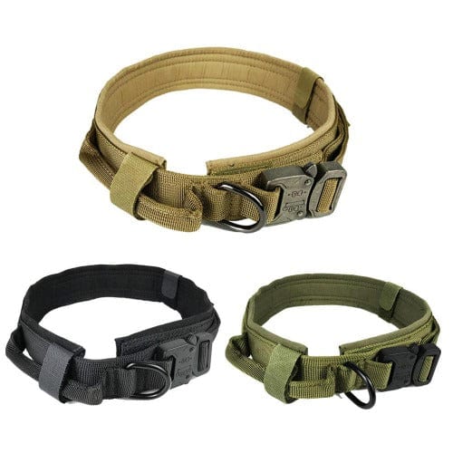 Tactical Dog Collar 1000D Nylon Padded Metal Buckle Control Handle M L XL Training Collar German Shepherd Large Dog | Koossa