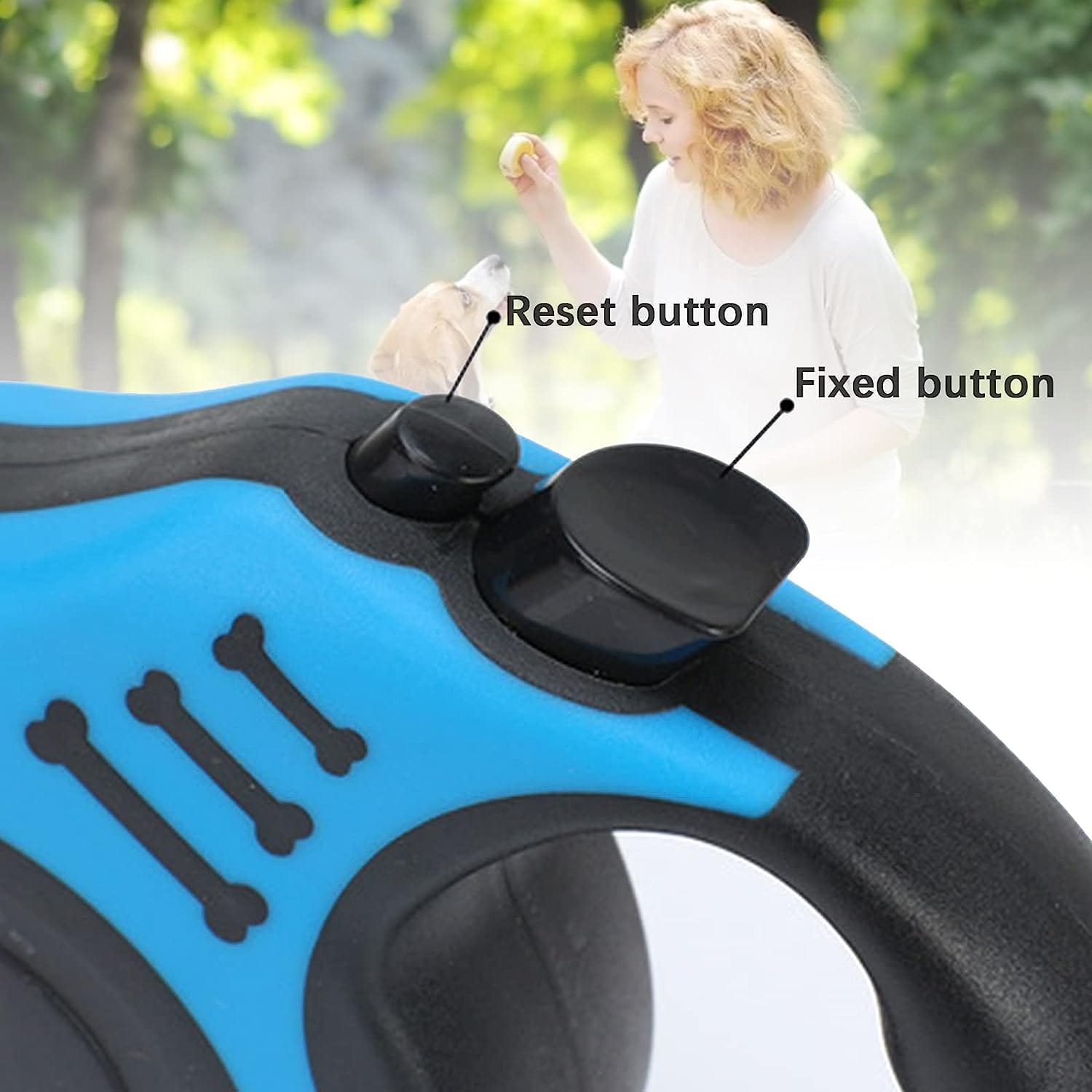 Retractable Dog Leash Nylon 3m ABS Auto-Lock 360° Swivel Tangle-Free Pause Release Button Walking Jogging Lead | Koossa