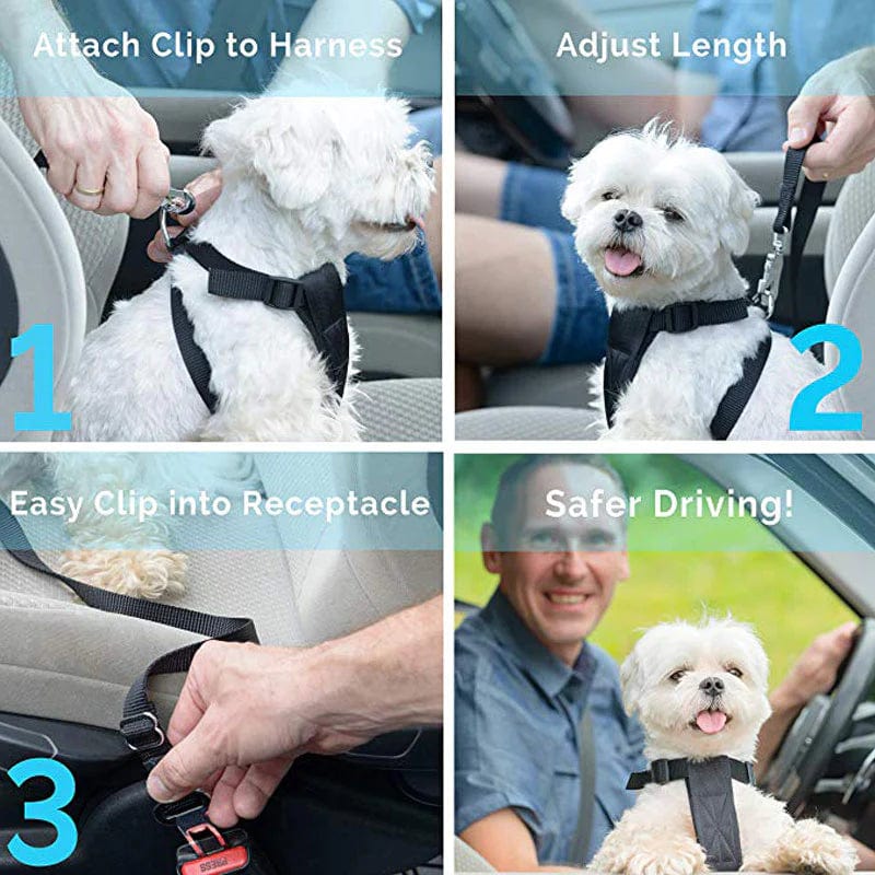 Dog Car Seat Belt Nylon Adjustable 45–76cm Zinc Alloy Swivel Clip Harness Attachment Safety Travel Lead Cat Dog | Koossa