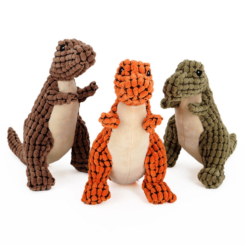 Dog Squeaky Dinosaur Toy Corduroy Plush Non-Toxic Chew Fetch Indoor Dino Dog Toy Small Medium Large Multiple Colours | Koossa