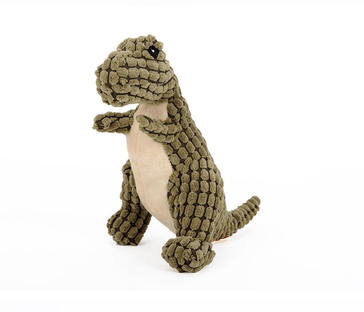 Dog Squeaky Dinosaur Toy Corduroy Plush Non-Toxic Chew Fetch Indoor Dino Dog Toy Small Medium Large Multiple Colours | Koossa