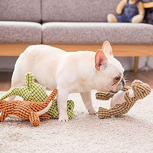 Dog Squeaky Dinosaur Toy Corduroy Plush Non-Toxic Chew Fetch Indoor Dino Dog Toy Small Medium Large Multiple Colours | Koossa