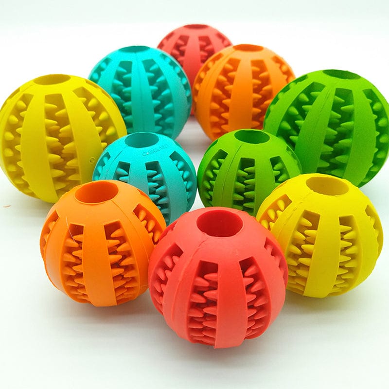 Dog Treat Dispensing Ball Rubber 7cm Non-Toxic Slow Feeder Interactive Puzzle Toy Mental Stimulation Teeth Cleaning | Koossa