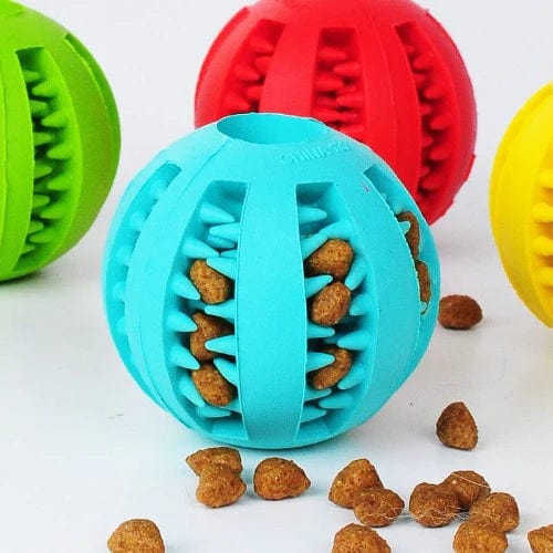 Dog Treat Dispensing Ball Rubber 7cm Non-Toxic Slow Feeder Interactive Puzzle Toy Mental Stimulation Teeth Cleaning | Koossa
