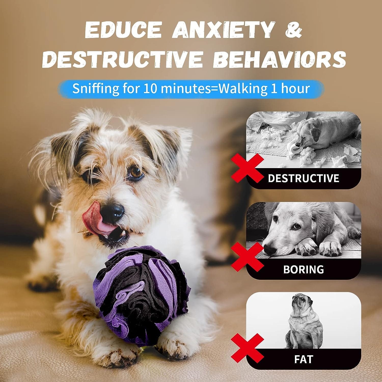 Dog Snuffle Ball Interactive Puzzle Toy 15cm Treat Hide Nose Work Mental Stimulation Washable Anxiety Relief | Koossa