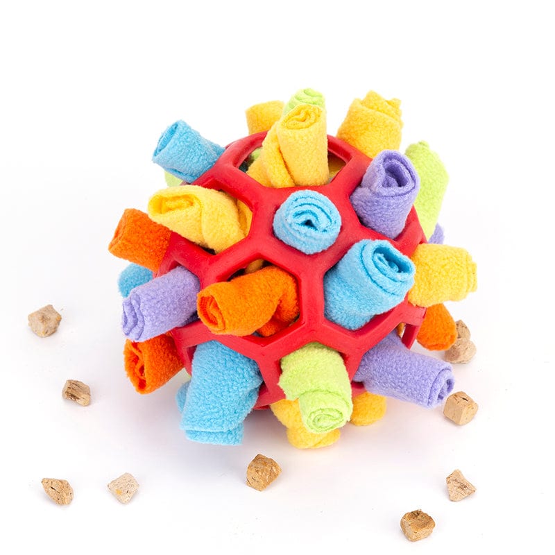 Dog Snuffle Ball Fleece Rubber Treat Puzzle Toy Interactive Nose Work Mental Stimulation Anxiety Relief Indoor | Koossa