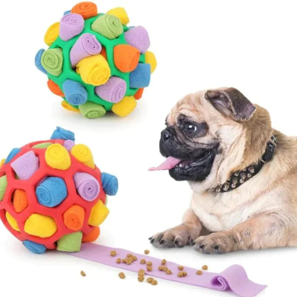 Dog Snuffle Ball Fleece Rubber Treat Puzzle Toy Interactive Nose Work Mental Stimulation Anxiety Relief Indoor | Koossa