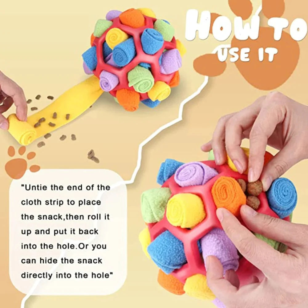 Dog Snuffle Ball Fleece Rubber Treat Puzzle Toy Interactive Nose Work Mental Stimulation Anxiety Relief Indoor | Koossa