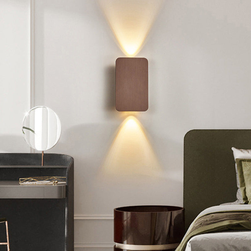 Modern Metal Wall Sconce LED Rectangle Design for Bedroom Living Room Hallway | Hardwired Contemporary Fixture Gold Black White Gray | Lonoma