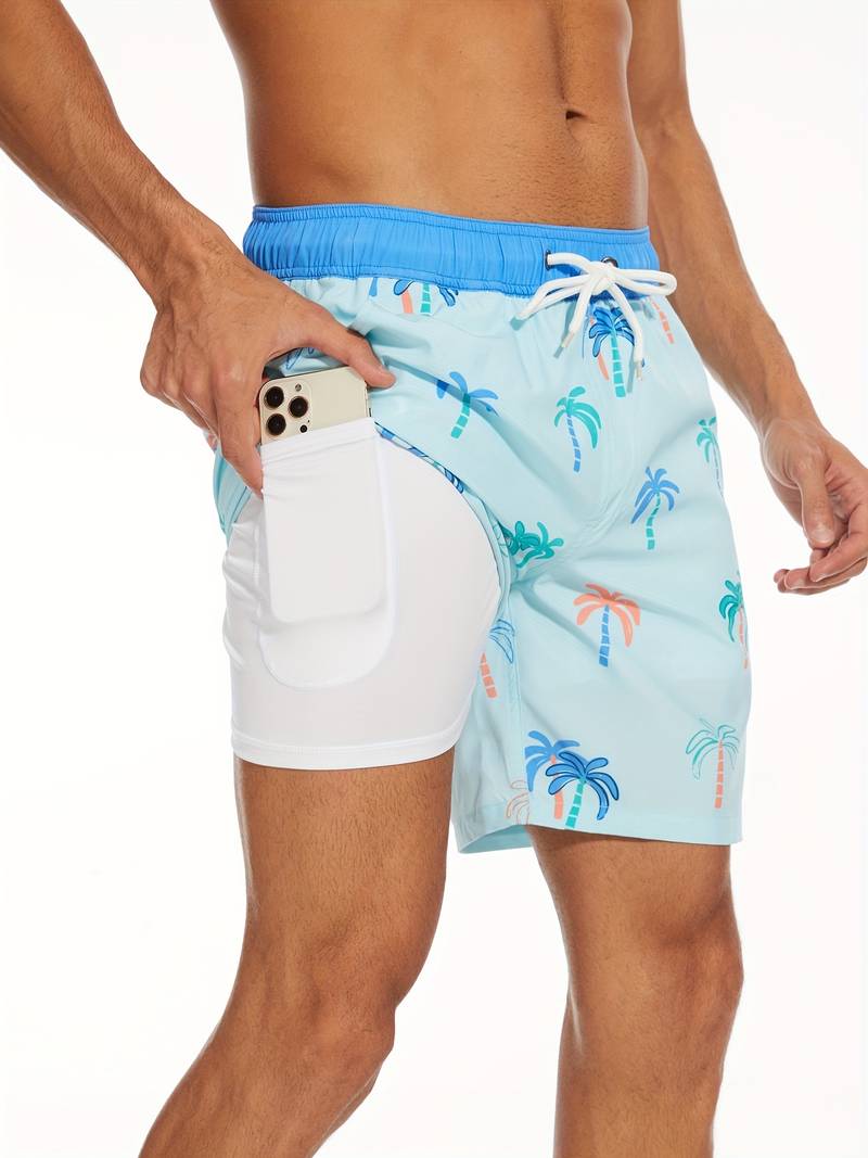 Men's Quick-Dry Swim Shorts in Lightweight Fabric | Relaxed Fit Mid-Thigh Beach Trunks with Elasticated Drawstring Waist and Side Pockets for Holiday Swimming Pool Summer | Koossa