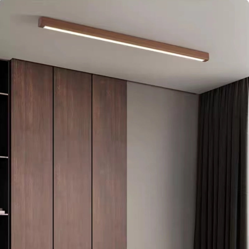 Flush Mount Linear LED Ceiling Light with Wood Frame and Acrylic Diffuser for Kitchen, Bedroom, Hallway | Lonoma