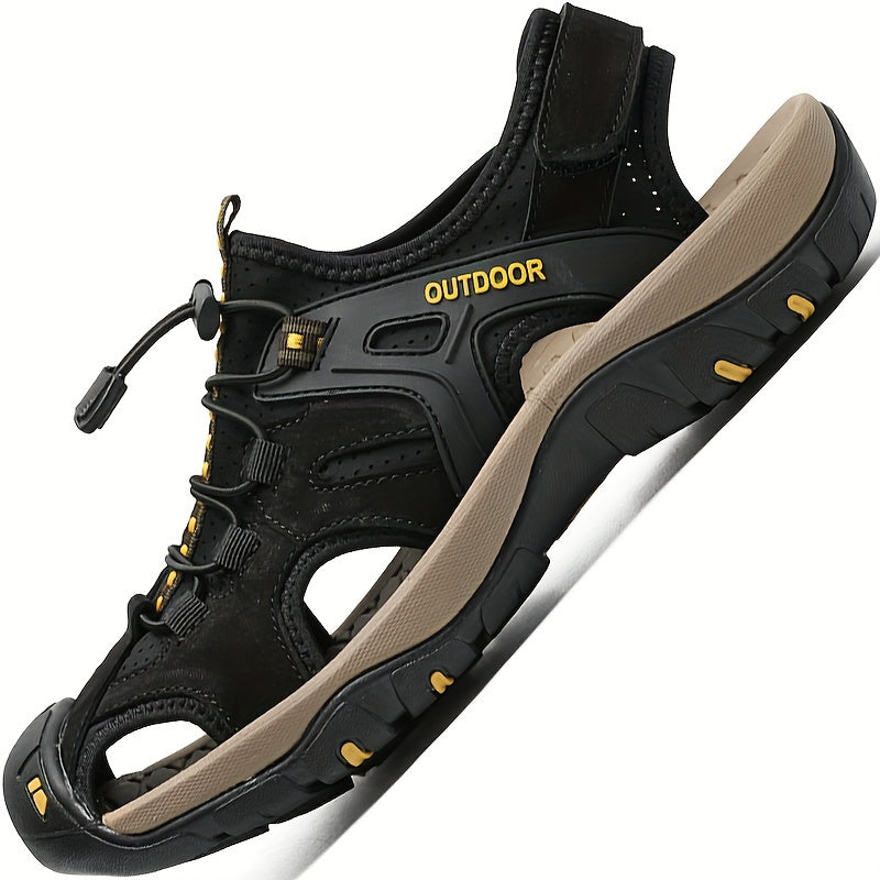 Men's Closed-Toe Sport Sandals with Elastic Strap, Breathable Hiking Sandals, Rubber Sole Summer Outdoor Walking Sandals | Lonoma