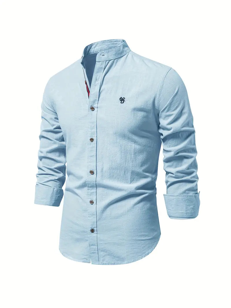 Men's Slim Fit Long Sleeve Shirt in Cotton Blend | Classic Tailored Collar | Smart Casual Workwear | Koossa