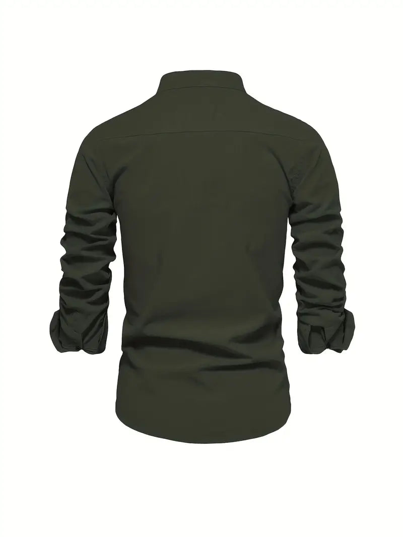 Men's Slim Fit Long Sleeve Shirt in Cotton Blend | Classic Tailored Collar | Smart Casual Workwear | Koossa
