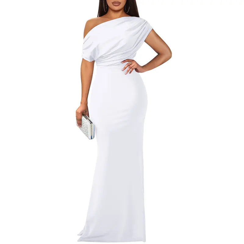 Women's Off-Shoulder Floor-Length Evening Gown in Ten Classic Colours for Galas, Weddings, and Formal Occasions | Koossa