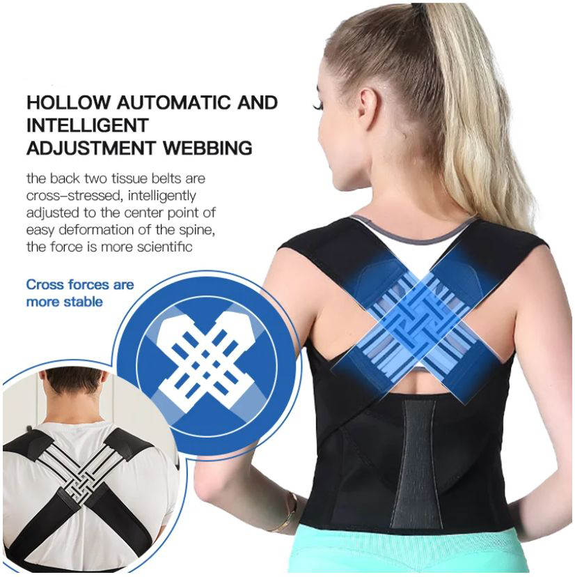 Women's Black Posture Corrector Support Brace — Back & Shoulder Support for Office & Daily Wear | Koossa