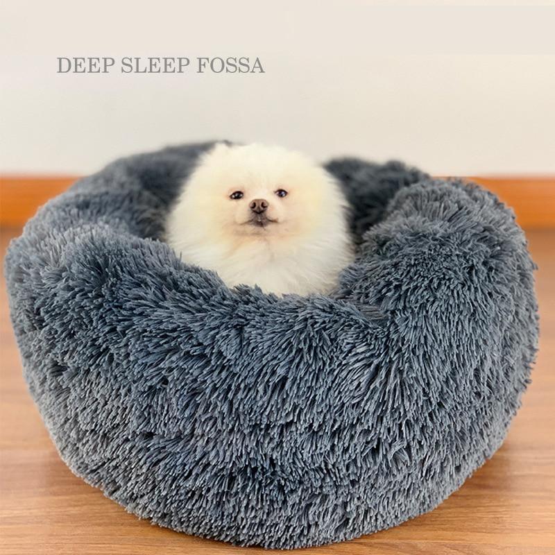 Calming Dog Bed Cat Bed Anti Anxiety Donut Round Plush Raised Rim Washable Soft Faux Fur XS S M L XL XXL 17 Colours Orthopaedic Support | Koossa