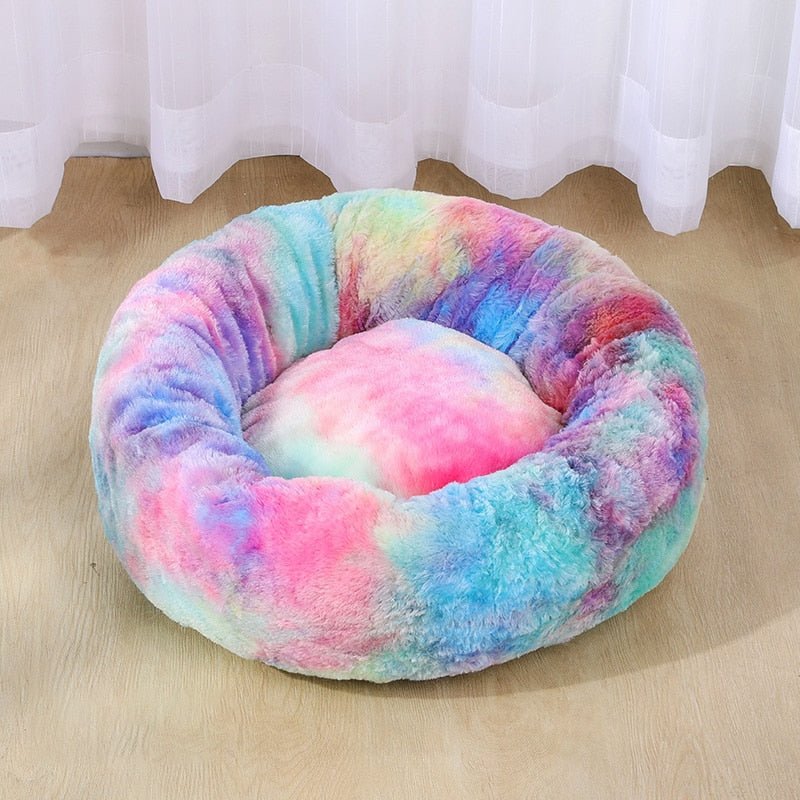 Calming Dog Bed Cat Bed Anti Anxiety Donut Round Plush Raised Rim Washable Soft Faux Fur XS S M L XL XXL 17 Colours Orthopaedic Support | Koossa