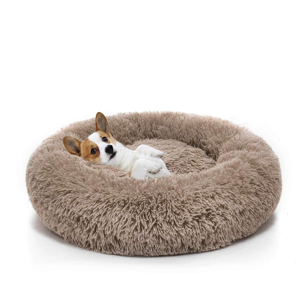 Calming Dog Bed Cat Bed Anti Anxiety Donut Round Plush Raised Rim Washable Soft Faux Fur XS S M L XL XXL 17 Colours Orthopaedic Support | Koossa