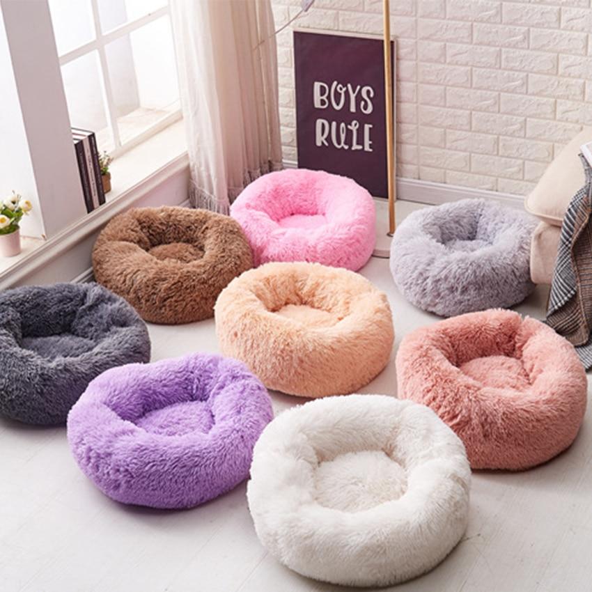 Calming Dog Bed Cat Bed Anti Anxiety Donut Round Plush Raised Rim Washable Soft Faux Fur XS S M L XL XXL 17 Colours Orthopaedic Support | Koossa