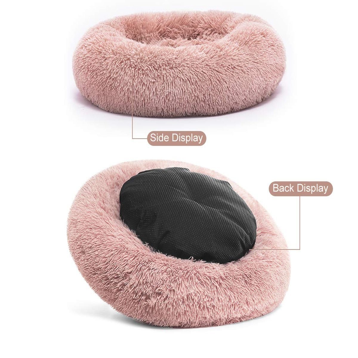 Calming Dog Bed Cat Bed Anti Anxiety Donut Round Plush Raised Rim Washable Soft Faux Fur XS S M L XL XXL 17 Colours Orthopaedic Support | Koossa