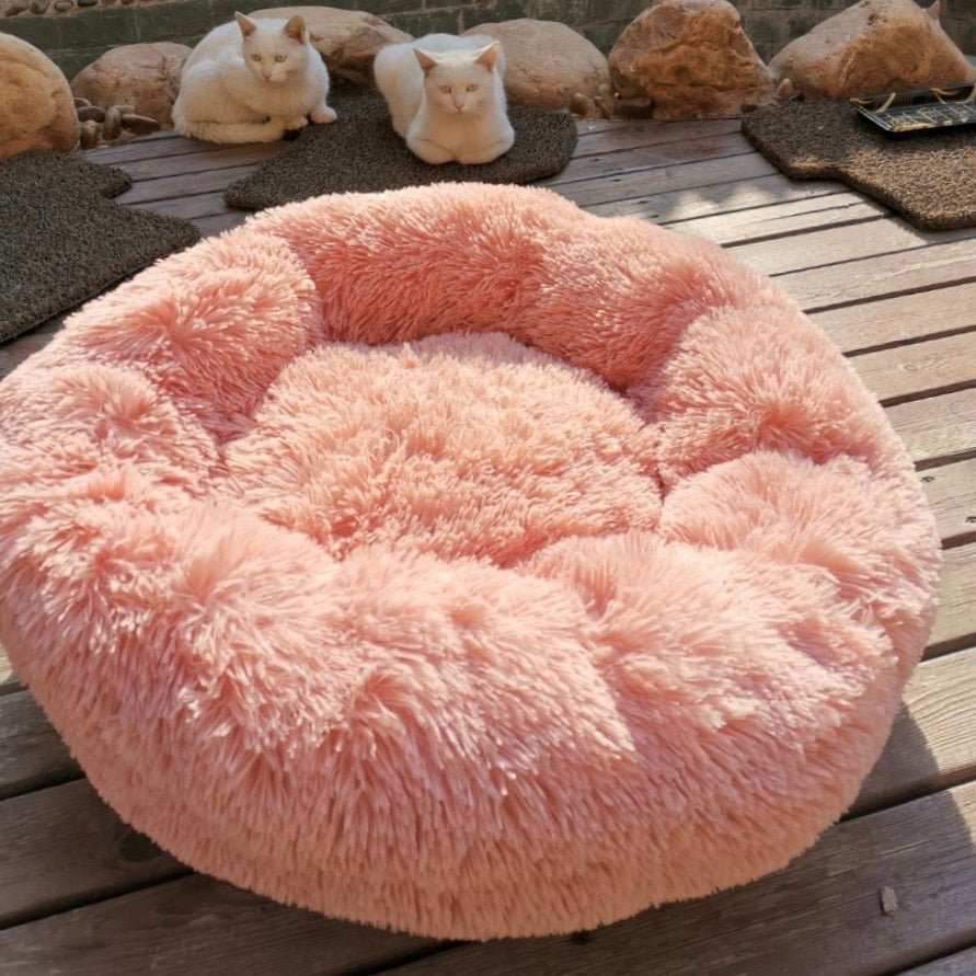 Calming Dog Bed Cat Bed Anti Anxiety Donut Round Plush Raised Rim Washable Soft Faux Fur XS S M L XL XXL 17 Colours Orthopaedic Support | Koossa