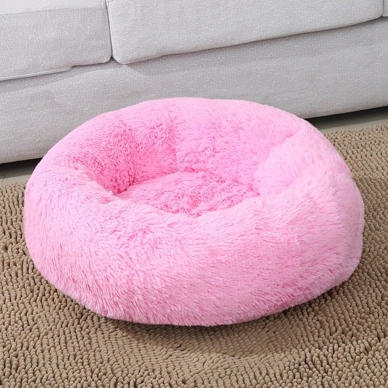 Calming Dog Bed Cat Bed Anti Anxiety Donut Round Plush Raised Rim Washable Soft Faux Fur XS S M L XL XXL 17 Colours Orthopaedic Support | Koossa