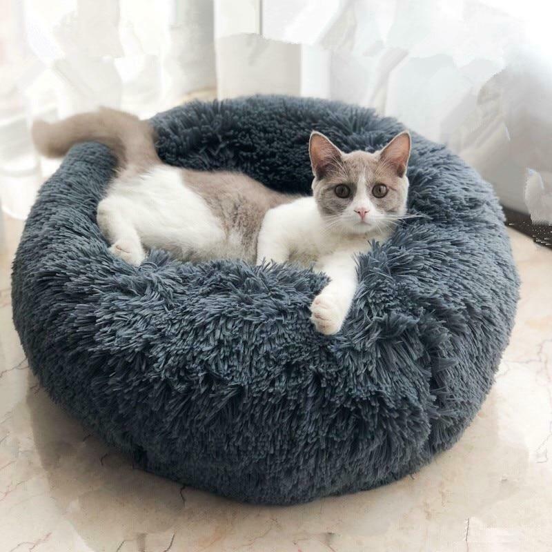 Calming Dog Bed Cat Bed Anti Anxiety Donut Round Plush Raised Rim Washable Soft Faux Fur XS S M L XL XXL 17 Colours Orthopaedic Support | Koossa