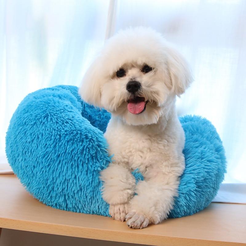 Calming Dog Bed Cat Bed Anti Anxiety Donut Round Plush Raised Rim Washable Soft Faux Fur XS S M L XL XXL 17 Colours Orthopaedic Support | Koossa