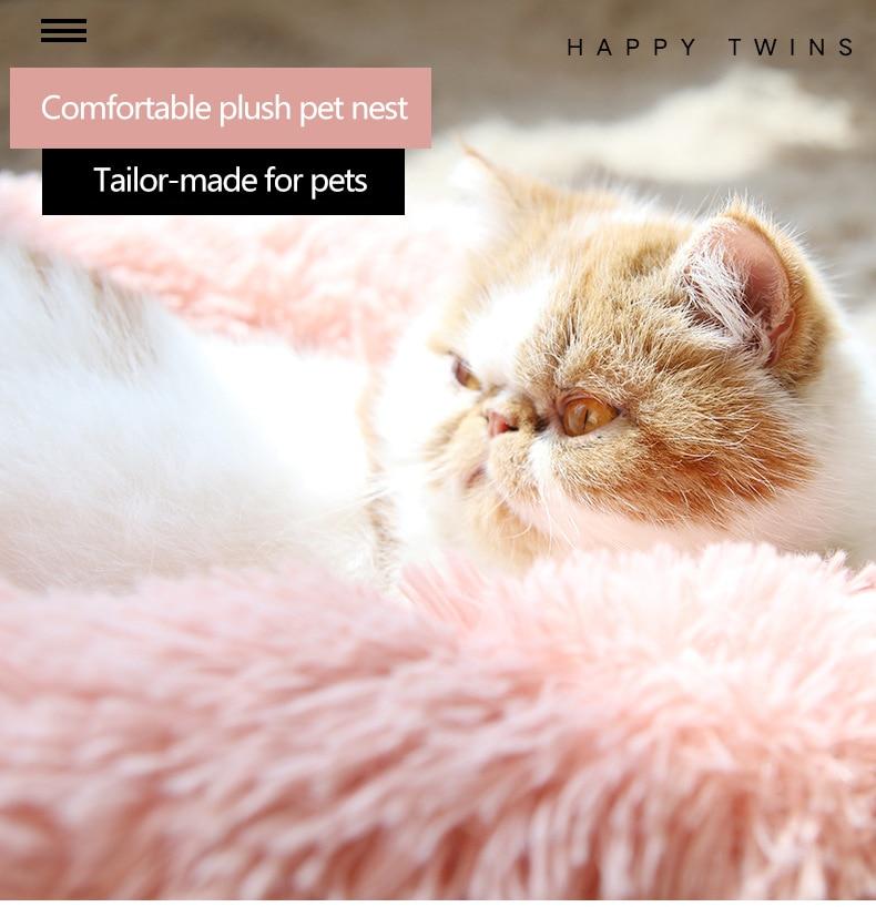 Calming Dog Bed Cat Bed Anti Anxiety Donut Round Plush Raised Rim Washable Soft Faux Fur XS S M L XL XXL 17 Colours Orthopaedic Support | Koossa