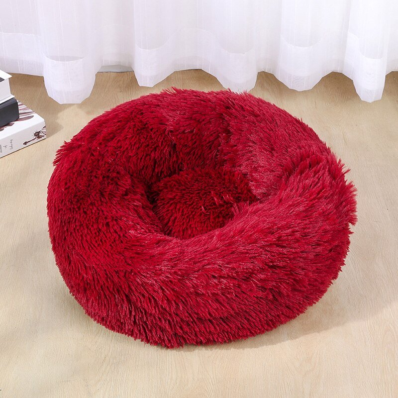 Calming Dog Bed Cat Bed Anti Anxiety Donut Round Plush Raised Rim Washable Soft Faux Fur XS S M L XL XXL 17 Colours Orthopaedic Support | Koossa