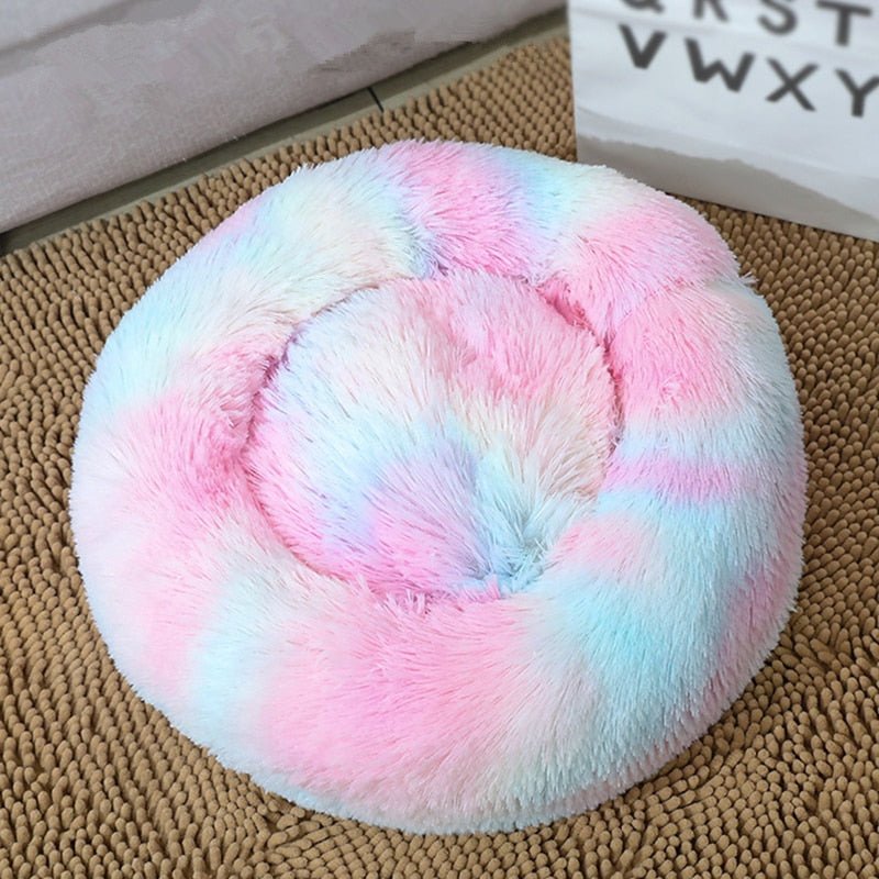 Calming Dog Bed Cat Bed Anti Anxiety Donut Round Plush Raised Rim Washable Soft Faux Fur XS S M L XL XXL 17 Colours Orthopaedic Support | Koossa