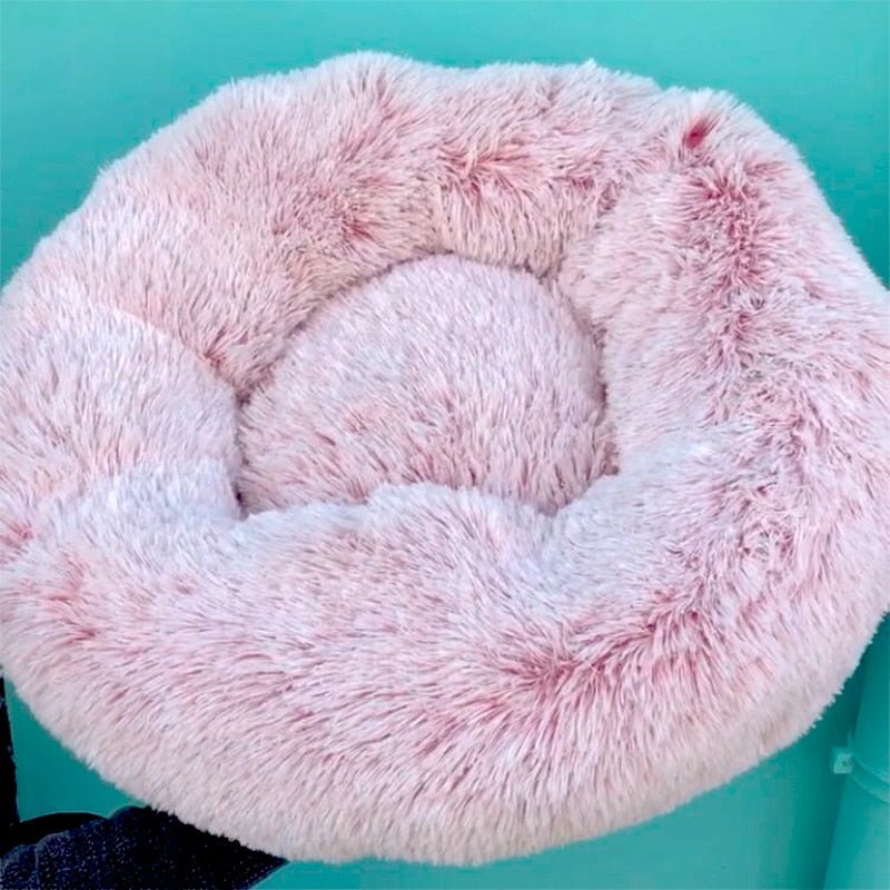 Calming Dog Bed Cat Bed Anti Anxiety Donut Round Plush Raised Rim Washable Soft Faux Fur XS S M L XL XXL 17 Colours Orthopaedic Support | Koossa