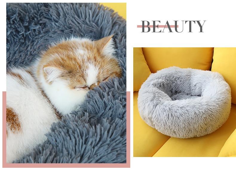 Calming Dog Bed Cat Bed Anti Anxiety Donut Round Plush Raised Rim Washable Soft Faux Fur XS S M L XL XXL 17 Colours Orthopaedic Support | Koossa