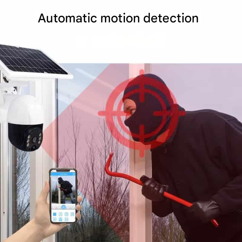Caméra de surveillance 4K double objectif panneau solaire zoom 10× rotation 360° WiFi 4G vision nocturne | Koossa