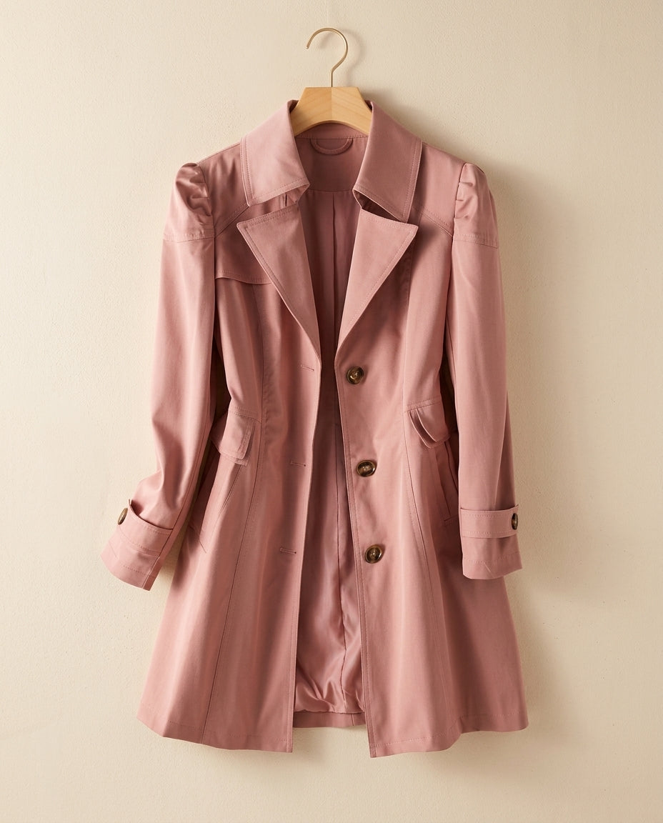 Women's Button Front Blazer Coat Cotton Blend Lapel Collar Jacket Fall Winter Outerwear Office Workwear Black Pink Khaki | Lonoma